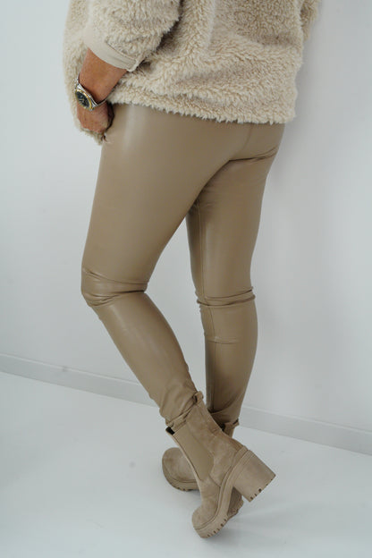 Kunstleder Leggings in Beige (36-46)