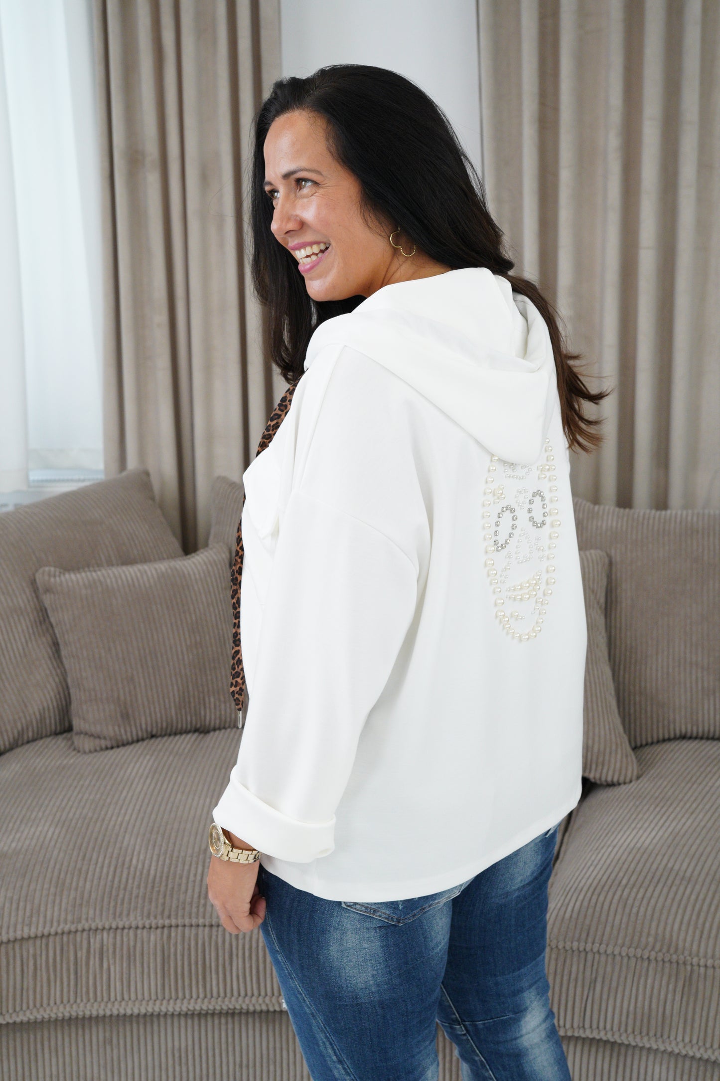 Sweatjacke in Off-White (40-44)