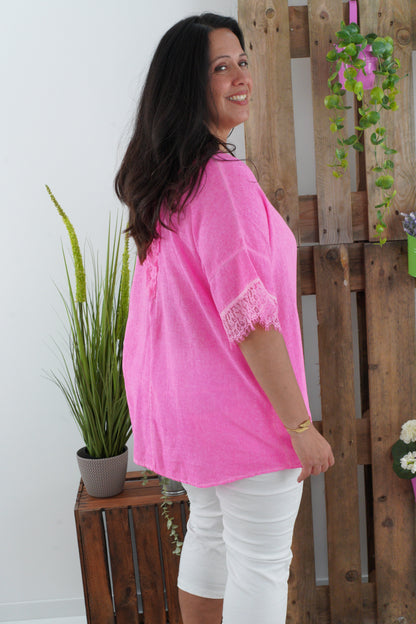 Blusenshirt in Neonpink (40-44)