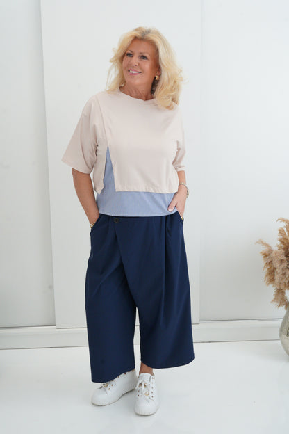 T-Shirt in Beige/Blau (38-42+)