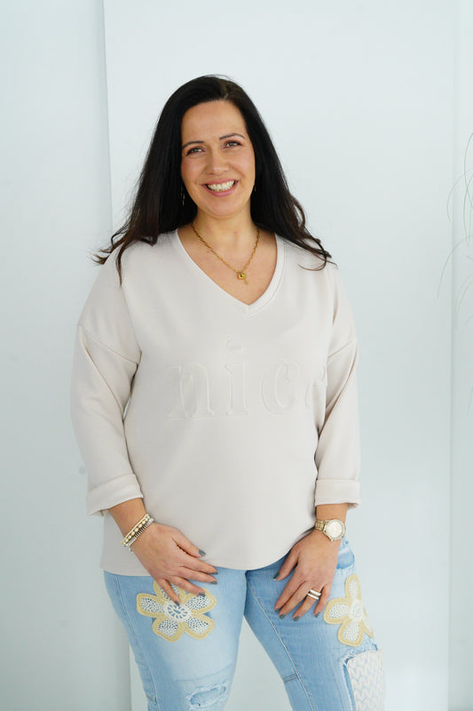 Sweatshirt in Beige (42-44+)