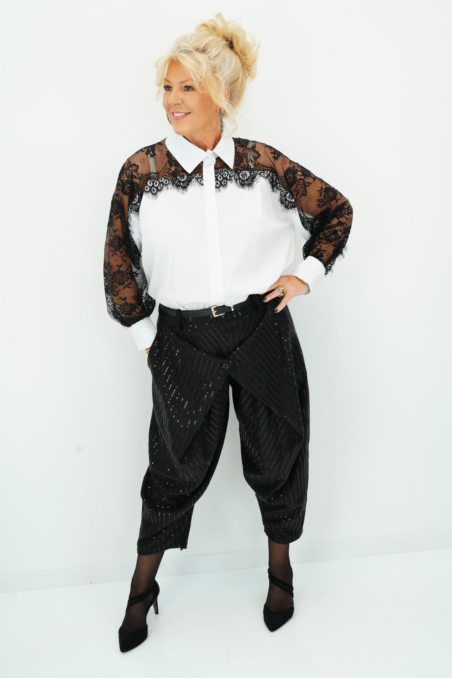 Bluse in Weiß/Schwarz (38-44)