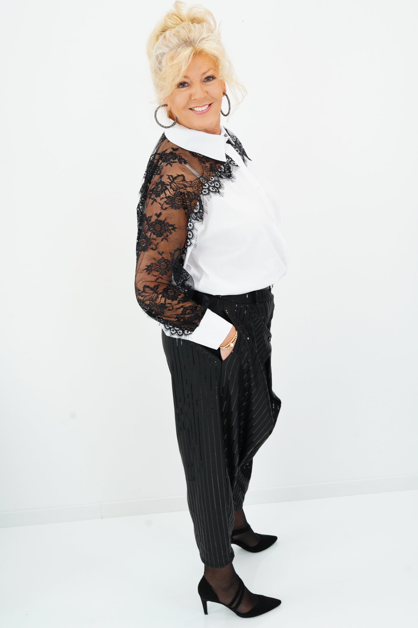 Bluse in Weiß/Schwarz (38-44)