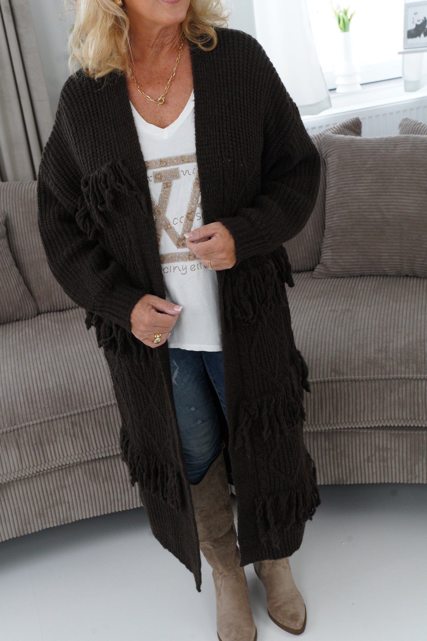 Strickmantel in Schoko (40-44+)