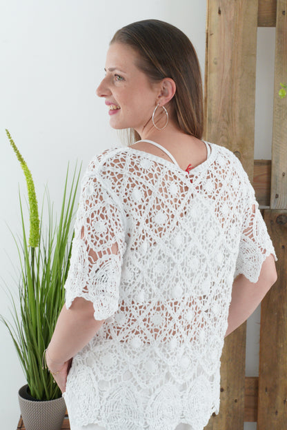 Häkelshirt in Weiß (38-42)