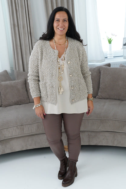 Stickjacke in Beige (38-44)