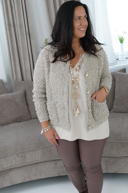 Stickjacke in Beige (38-44)