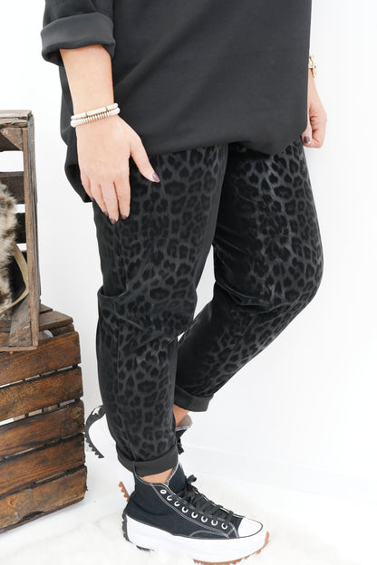 Glanzhose in Leo-Schwarz (40-44)
