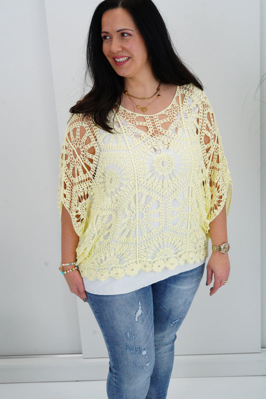 Häkel-Pullover in Gelb (38-44)