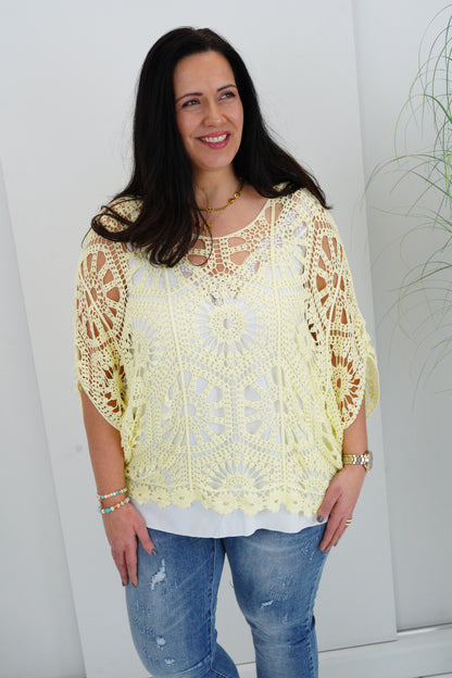 Häkel-Pullover in Gelb (38-44)