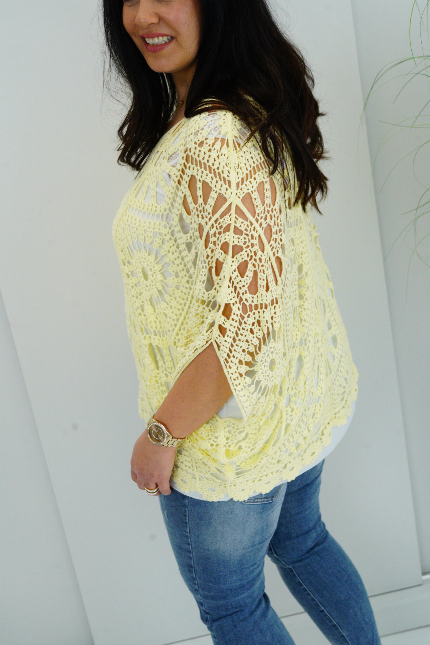 Häkel-Pullover in Gelb (38-44)