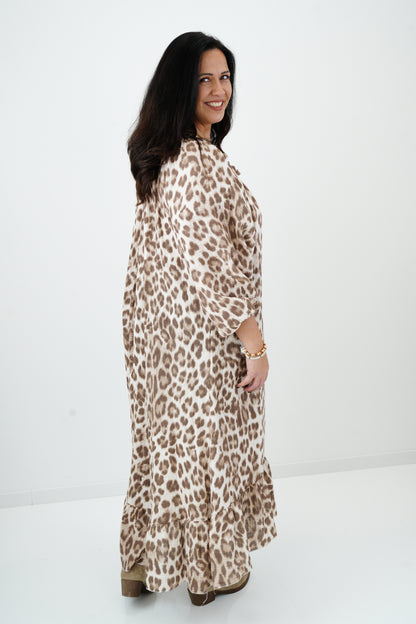 Kleid in Leo-Taupe (42-46)