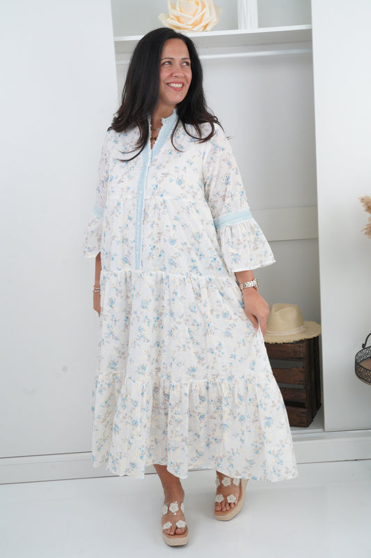 Kleid in Weiß-Blau (S/M,L/XL)