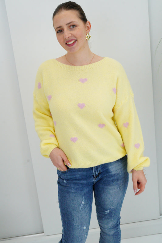 Pullover in Gelb/Rosa (36-42)