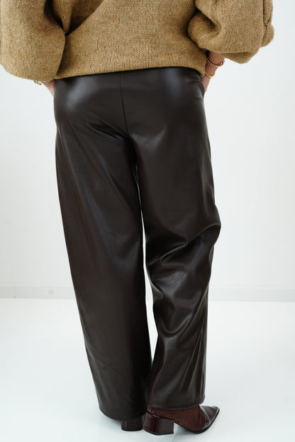 Kunstleder Hose in Dark Chocolate (38-42)