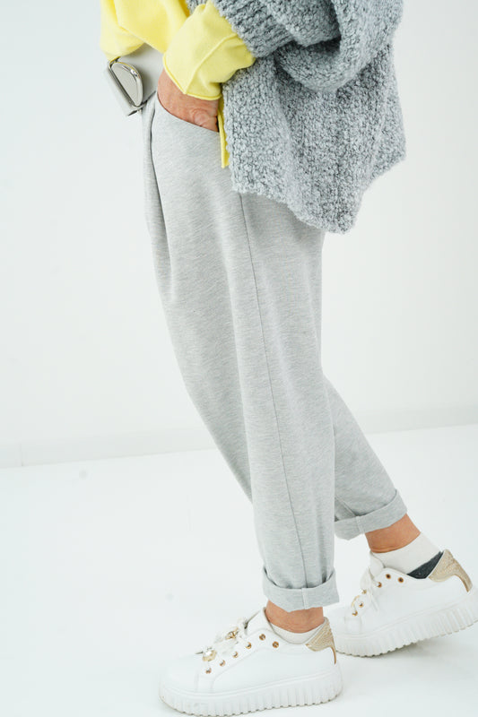 Baggy-Hose in Hellgrau meliert (38-42+)