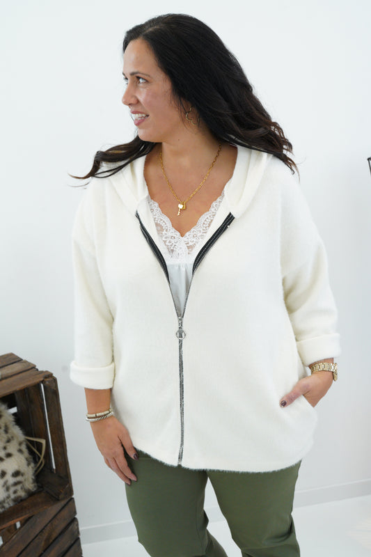 Strickjacke in Ecru (40-44)