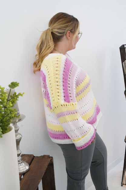 Pullover in Rosa-Gelb-Bunt (38-44)