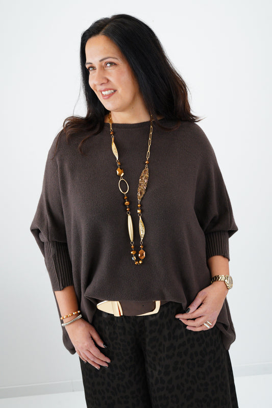 Pullover in Chocolate (42-48-Oversize)