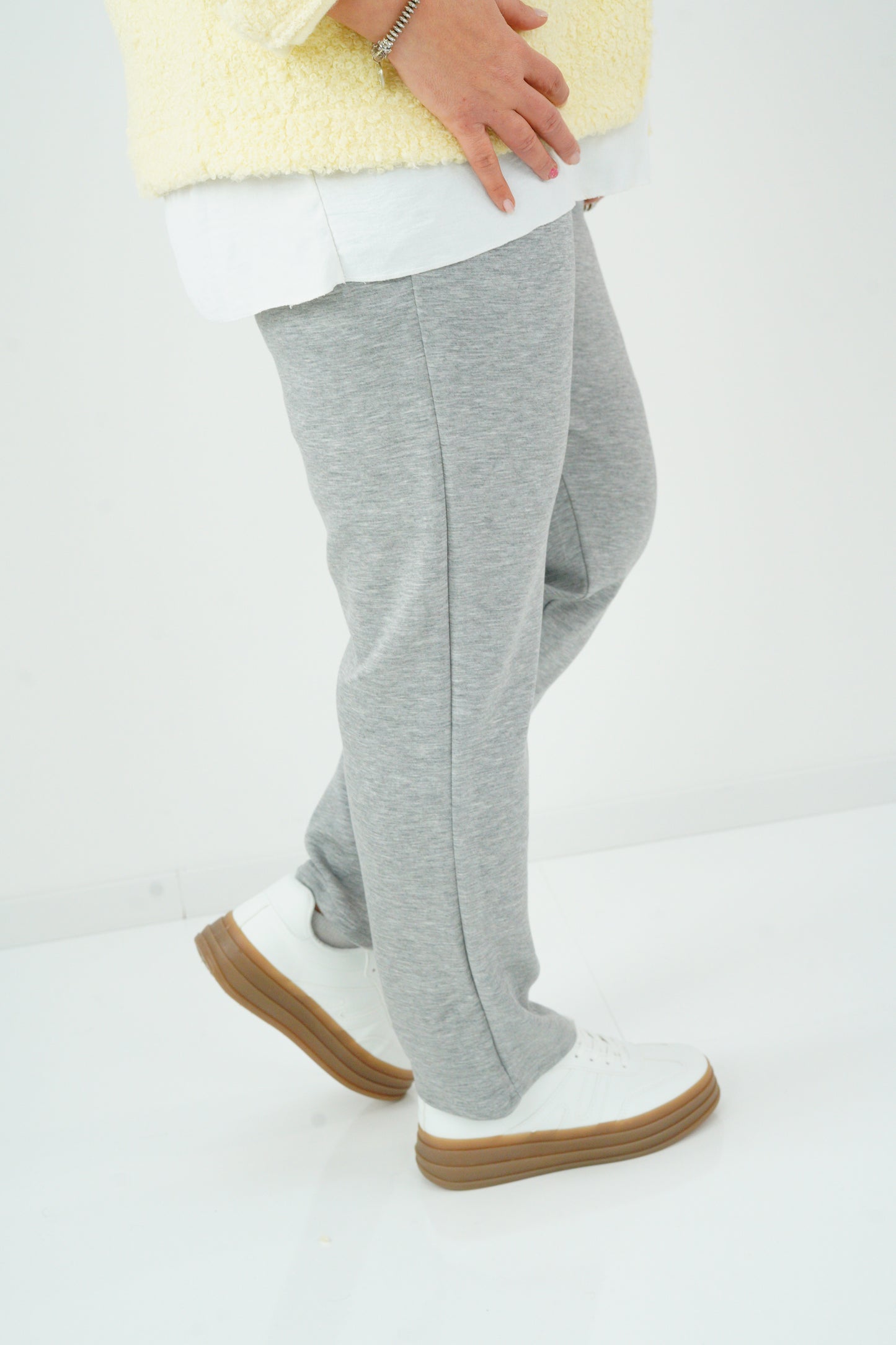 Joggpant in Hellgrau meliert (42+-46+)
