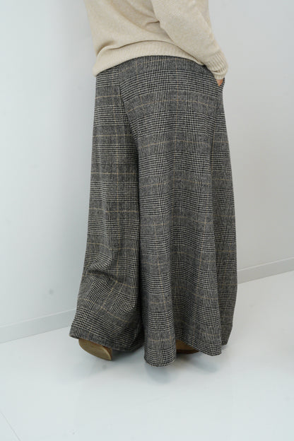 Palazzo Hose mit Glencheck in Schwarz mit Beige (36-40)