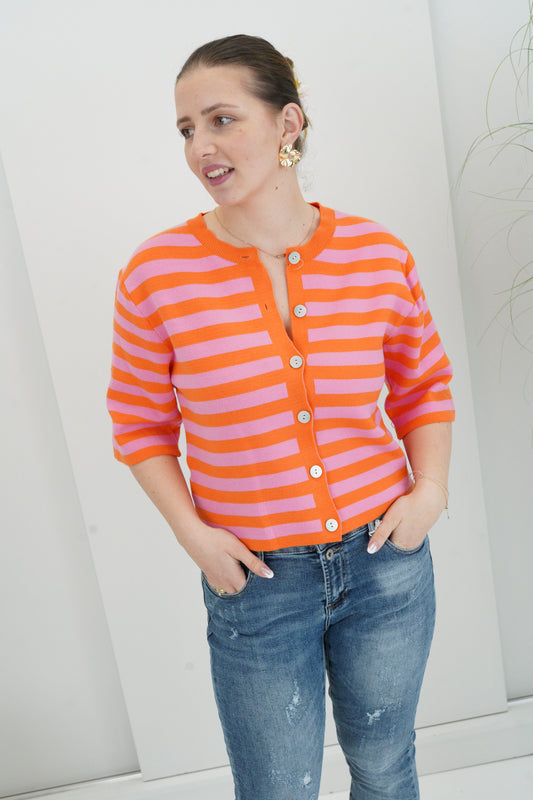 Strickjacke in Pink-Orange (36-40)