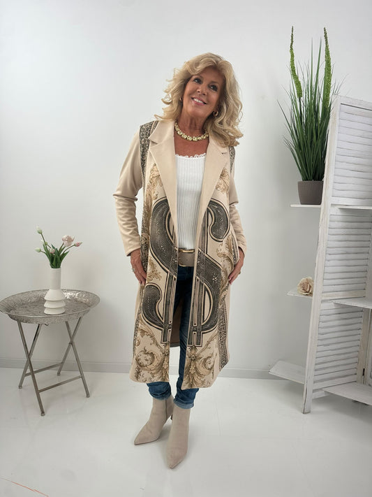 Stilvoller Mantel in zeitlosem Beige mit offener Form (38-44)