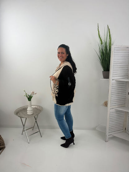 Auffälliges Oversize-Sweatshirt in Schoko/ Beige (38-44)