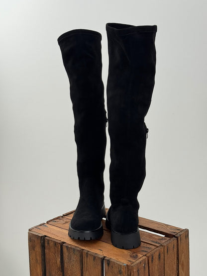 Moderner Overknee-Stiefel in klassischem Schwarz (36,37,38,39,40,41)