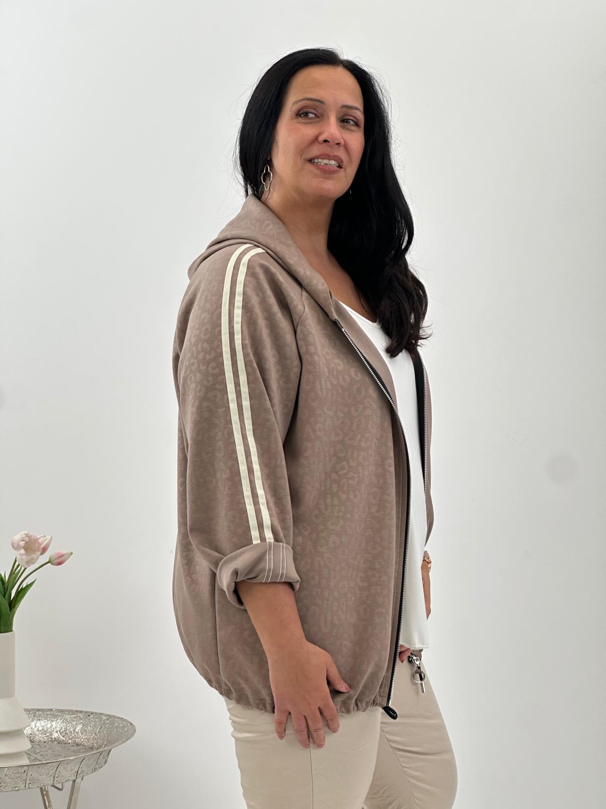 Sweatjacke in Taupe für einen lässig-modernen Look (40-44/46)