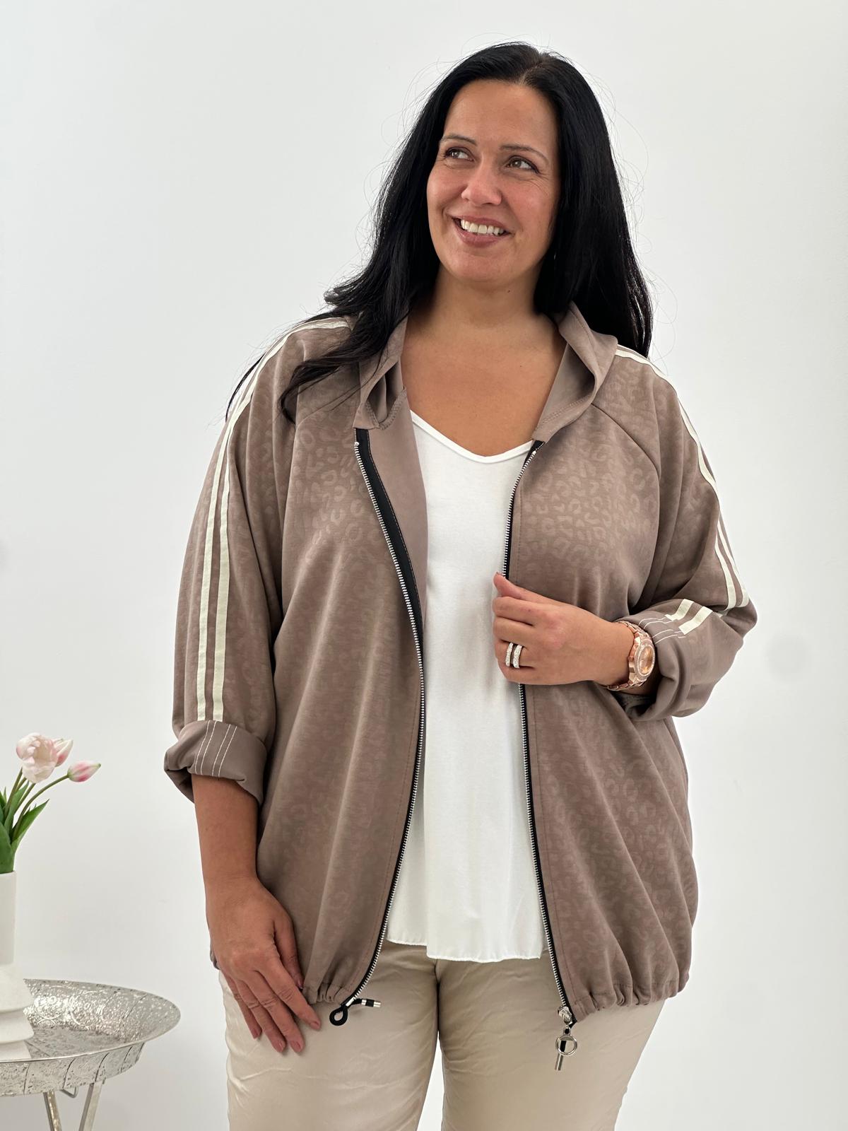 Sweatjacke in Taupe für einen lässig-modernen Look (40-44/46)