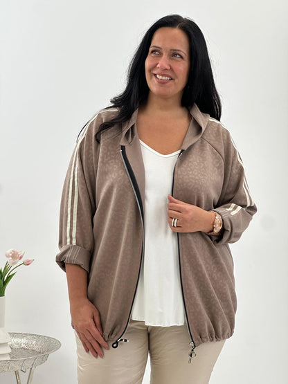 Sweatjacke in Taupe für einen lässig-modernen Look (40-44/46)
