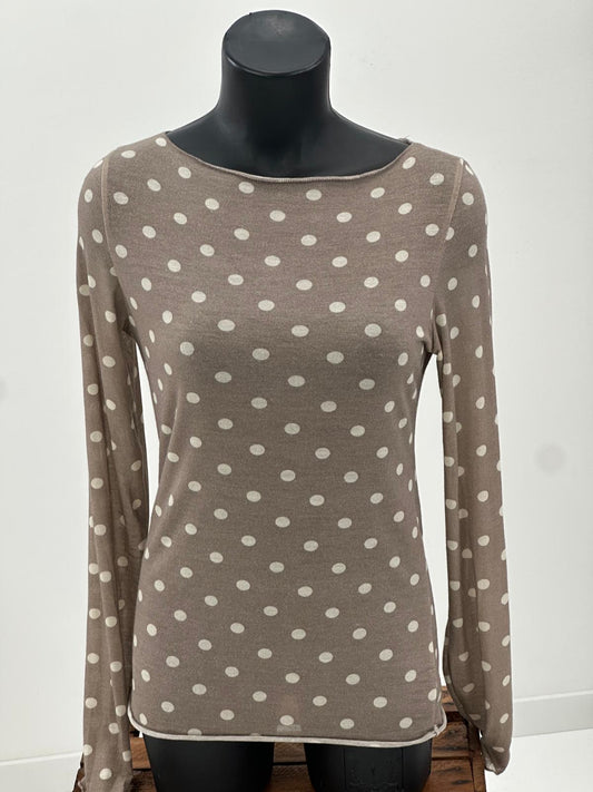 Basic-Shirt in Taupe-Creme mit stilvollem Print (36-40)