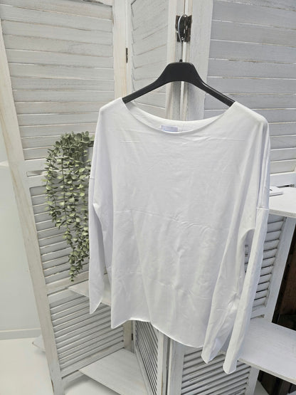 Basic-Langarmshirt in strahlendem Weiß (38-44)