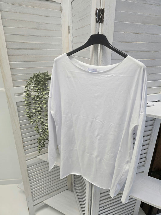 Basic-Langarmshirt in strahlendem Weiß (38-44)
