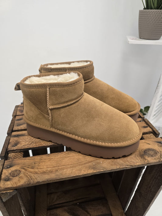 Boots in warmem Camel aus echtem Wildleder (36,37,38,39,40,41)