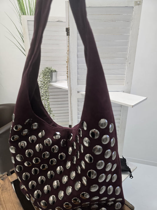 Große Tasche in edlem Wine-Rot mit angesagter Wildlederoptik