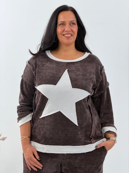 Sweatshirt in warmem Schokobraun (40-44)