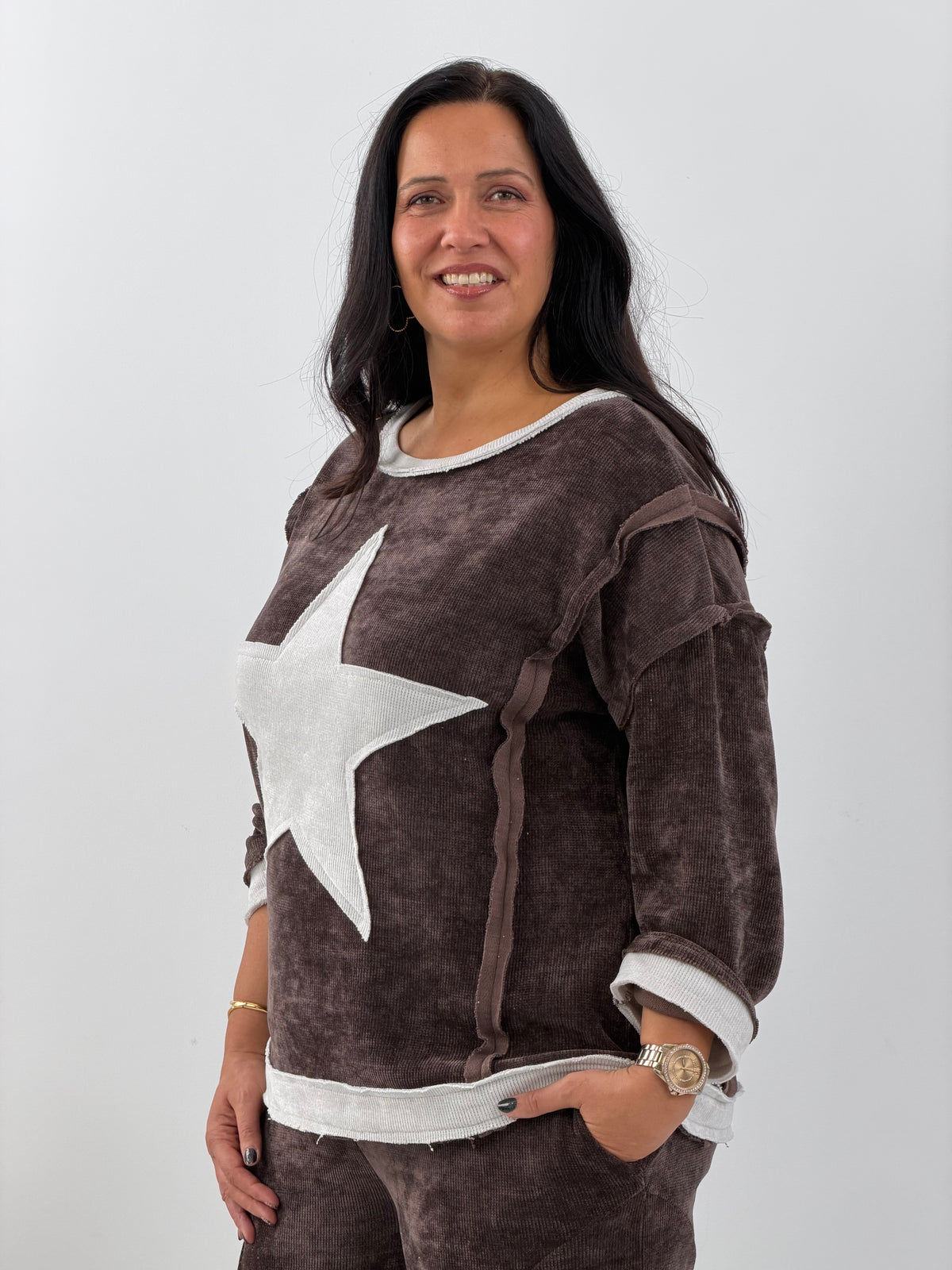 Sweatshirt in warmem Schokobraun (40-44)