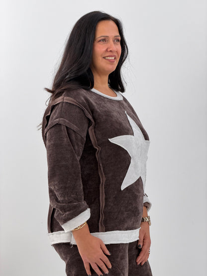 Sweatshirt in warmem Schokobraun (40-44)