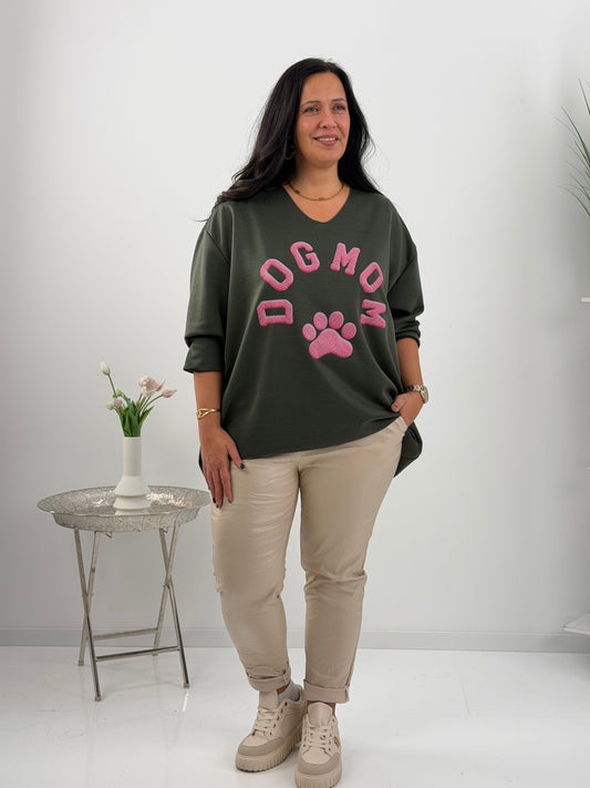 Sweatshirt in Military Green mit markantem Brustprint (42-46)