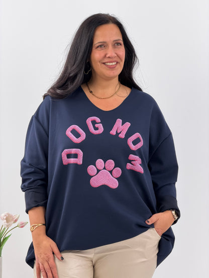 Sweatshirt in Marine mit markantem Brustprint (42-46)