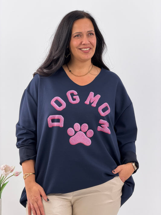 Sweatshirt in Marine mit markantem Brustprint (42-46)