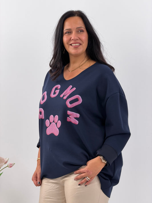 Sweatshirt in Marine mit markantem Brustprint (42-46)