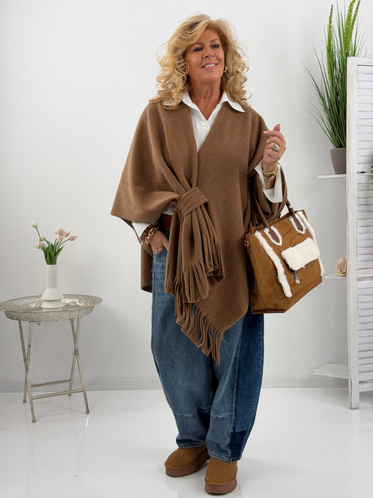Poncho in warmem Camelton (One Size)