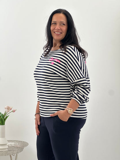 Sweatshirt in einer maritimen Marineweiß-Kombination (38-42/44)