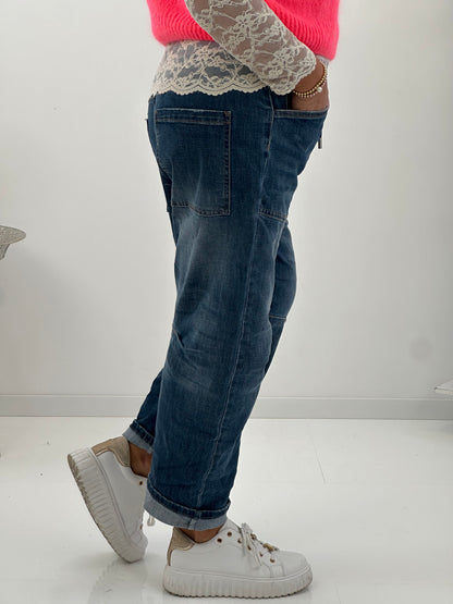 Barrel Jeans in angesagtem Mittelblau mit modernem Denim-Look (S,M,L,XL)