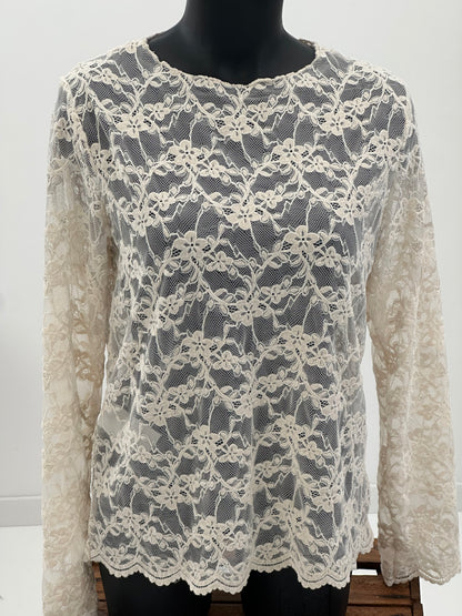 Spitzenshirt in zartem Creme (36-40)
