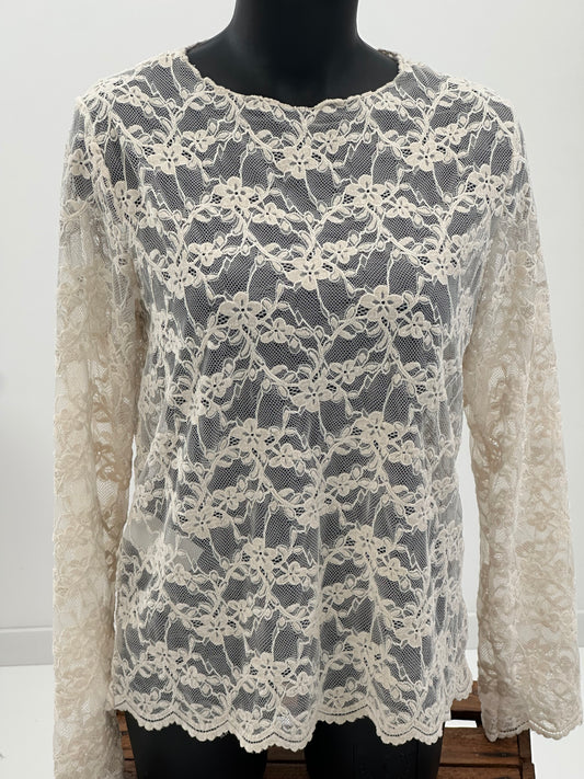 Spitzenshirt in zartem Creme (36-40)