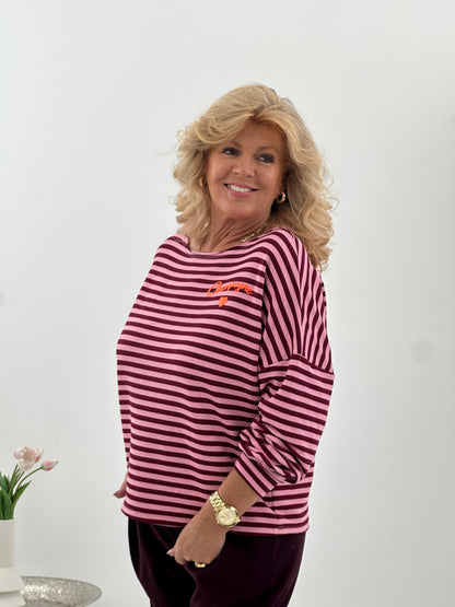 Sweatshirt in einer besonderen Bordeaux-Rosa-Kombination (38-42/44)